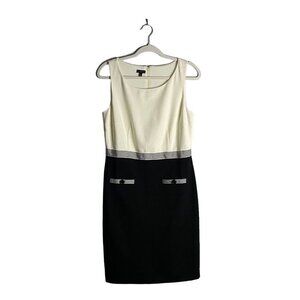 Talbots Women's Cream/Black Rayon Blend Sleeveless Midi Dress